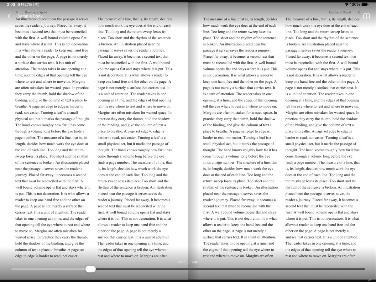 A PDF shown as a two-page spread on iPad in landscape